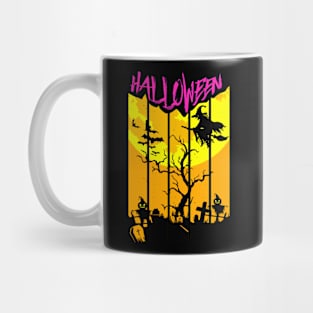 Halloween Witch On a Broom Mug